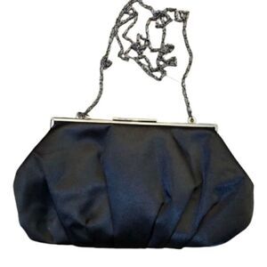 Lulu Townsend Clutch Bag. Silky Black Evening Formal Bag. Silky Black Exterior
